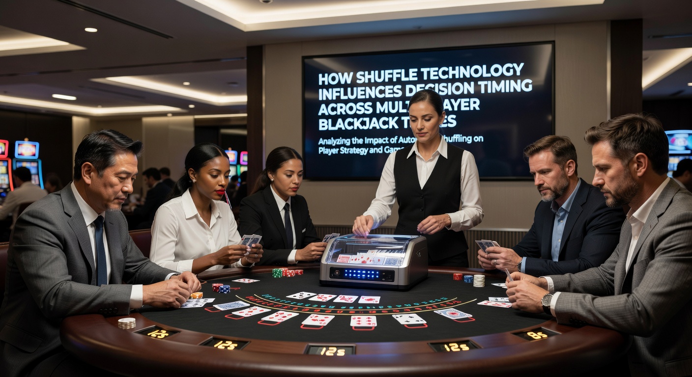 Automatische Shuffle-Maschine an einem Blackjack-Tisch mit mehreren Spielern