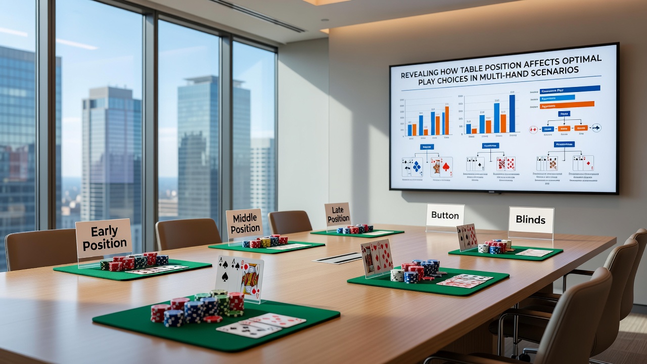 Blackjack-Tisch mit Spielern in verschiedenen Positionen während einer Multi-Hand-Runde
